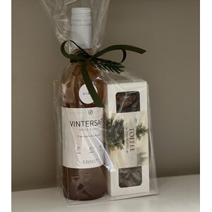 Lahjapakkaus glögi ja toffeet