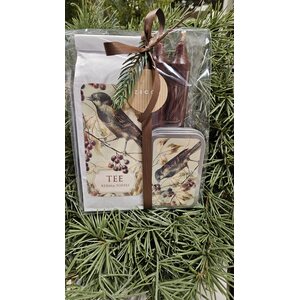 Lahjapakkaus tee ja pastillit kerma-toffee, lintu