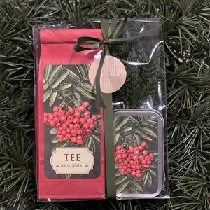 Lahjapakkaus joulutee ja piparminttupastillit, havu