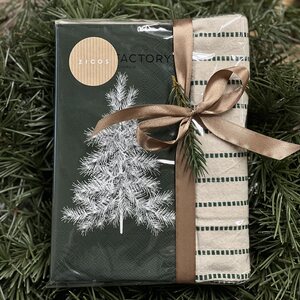 Lahjapakkaus Julgran servetit + Orla keittiöpyyhe