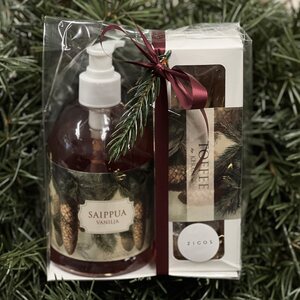 Lahjapakkaus Sköna Ting toffee ja saippua (kävyt)