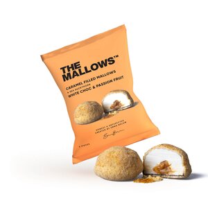 The Mallows täytetty vaahtokarkki, caramel & valkosuklaa + passion & tyrni