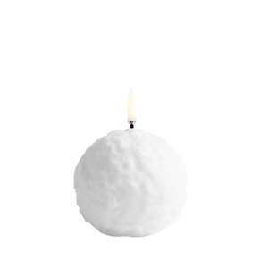 Uyuni Led-kynttilä lumipallo 8 x 8 cm, valkoinen TULOSSA n. vk 34-35