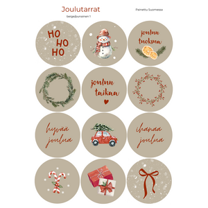 Joulutarrat 12 kpl, beige/punainen 1