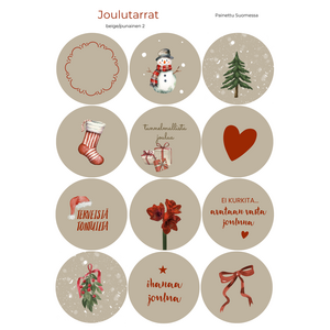 Joulutarrat 12 kpl, beige/punainen 2