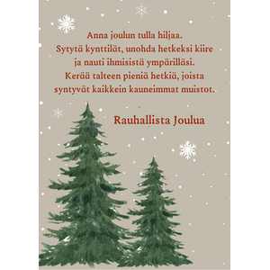 Rauhallista joulua joulukortti, kuuset