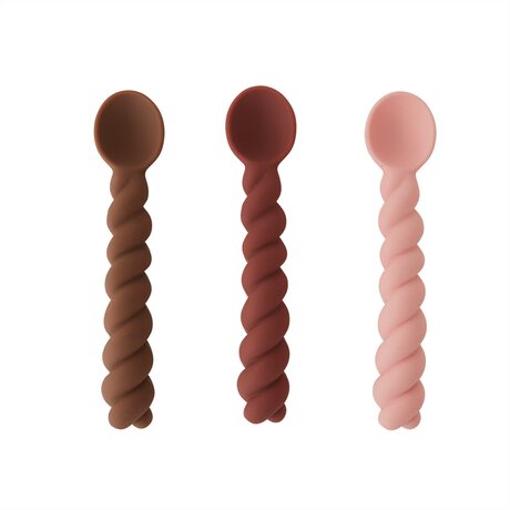 OYOY Mellow ensilusikka 3 kpl/pkt muskottipähkinä/rosa/suklaa