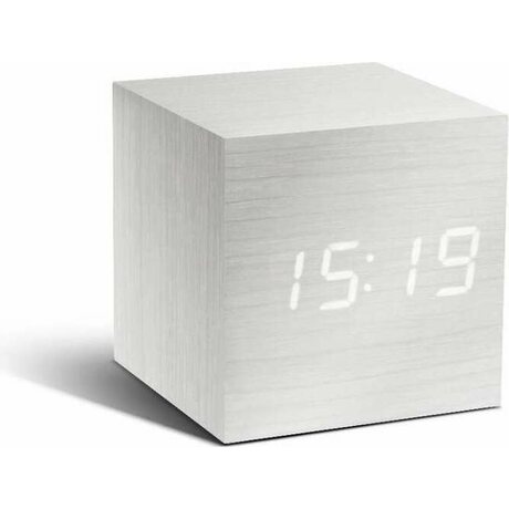 Gingko Design Wooden cupe click kello, valkoinen/valkoinen led