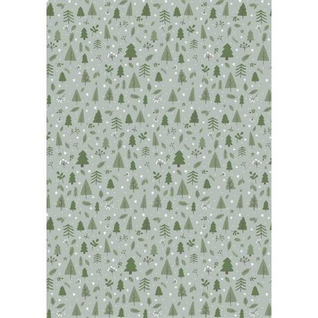 Ib Laursen green Christmas forest lahjapaperi 52,5 cm x 2 m