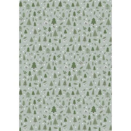 Ib Laursen green Christmas forest lahjapaperi 52,5 cm x 5 m