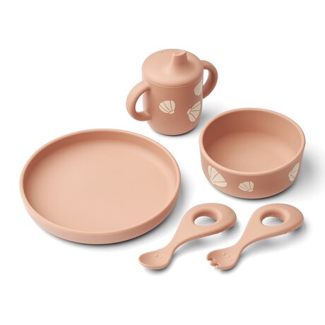 Liewood Ryle Printed Tableware Set, Shell / Pale tuscany