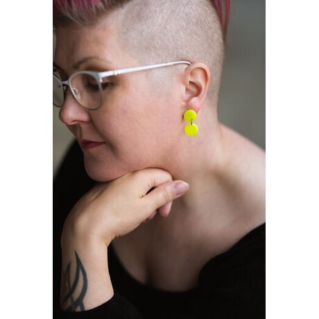Littlebit Design Tele stud earrings neon yellow, 25 mm