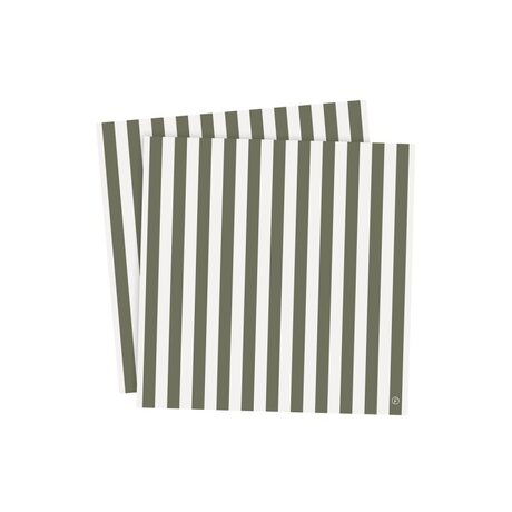 Ernst Striped napkins 33 x 33 cm 20 pcs/pkt, green/white