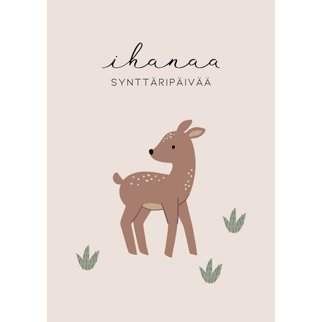 Ihanaa synttäripäivää kortti, bambi