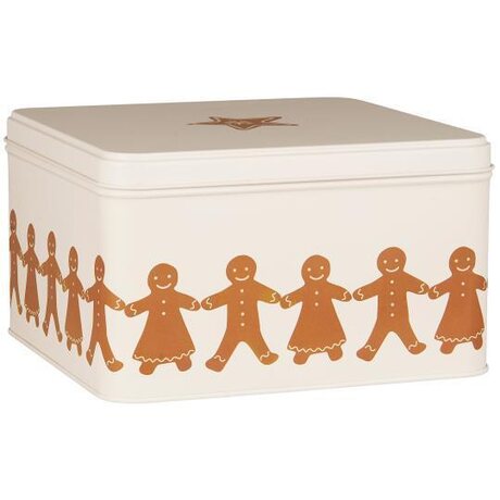 Ib Laursen Metal jar with lid gingerbread figures, square