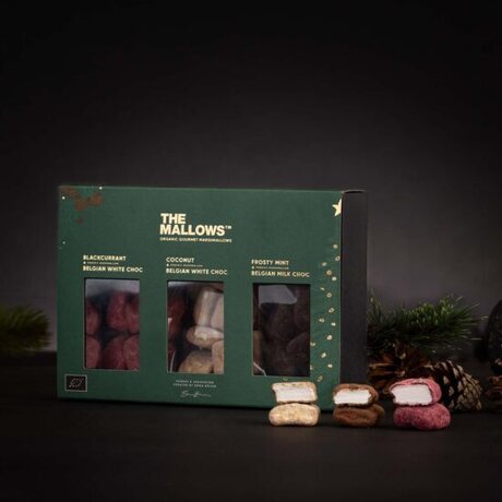 The Mallows Organic gift box suklaakuorrutetut vaahtokarkit – winter edition 150 g