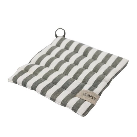 Ernst pot holder wide stripes 23 x 25 cm, green/white