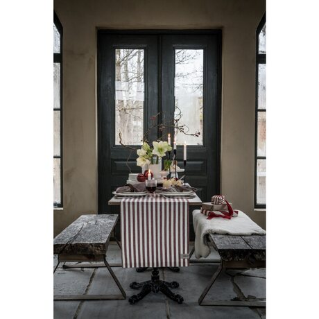 Ernst striped table runner wide stripes red/white CHOOSE LENGHT