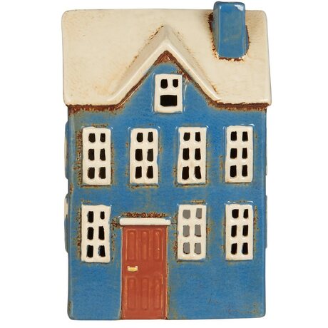 Ib Laursen Nyhavn talolyhty sininen ruskealla ovella, 7,5 x 20,5 x 10 cm