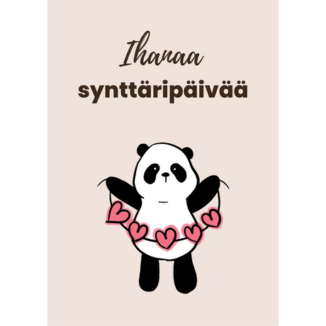Ihanaa synttäripäivää kortti, panda