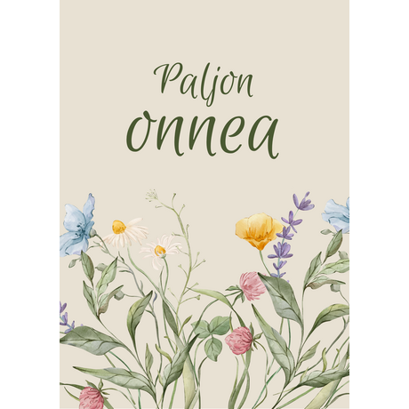 Paljon onnea kortti, kukkaniitty
