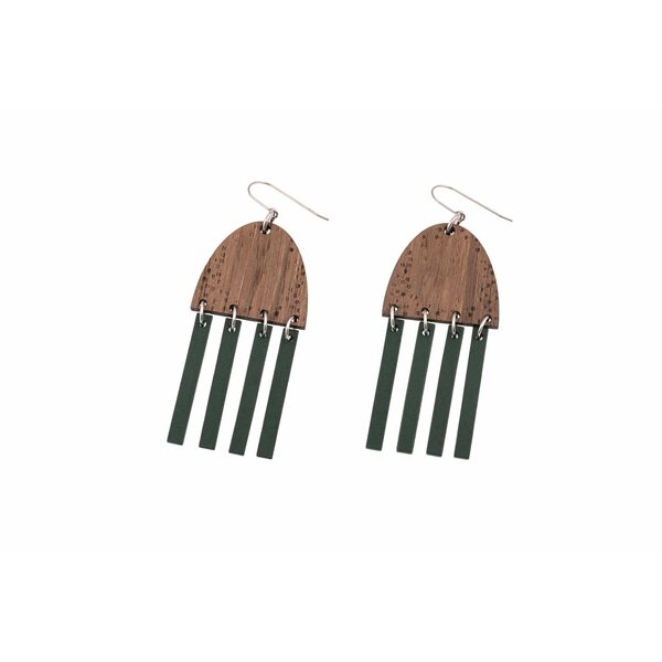 Littlebit Design Moniosaiset koukkukorvakorut 90 mm, savutammi/vihreä