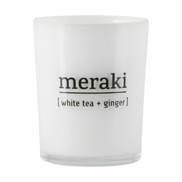 Meraki Tuoksukynttilä 5,5 x 6,7 cm, valkoinen tee ja inkivääri