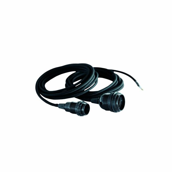 House Doctor Fabric wire w. socket and two rings, Black