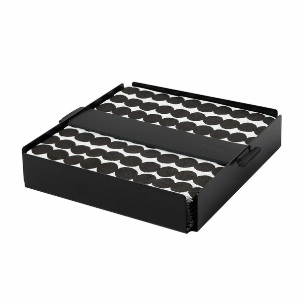 Miiko Design Napkin holder 17 x 17 x 3,5cm, black/black leather strap