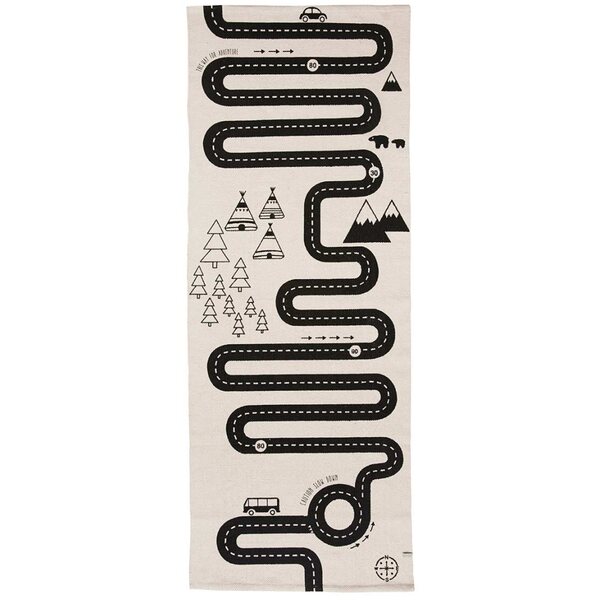 OYOY Adventure -matto 70 x 180 cm, luonnonvalkoinen/musta