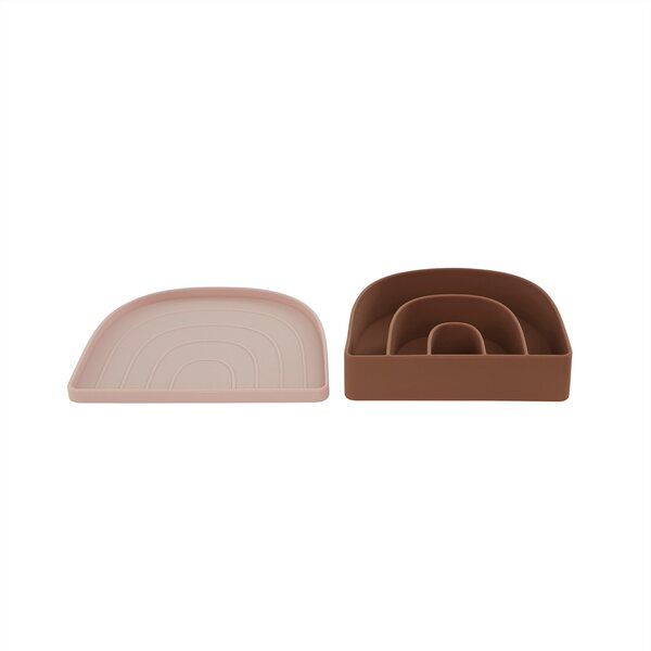 OYOY Rainbow lautanen ja kulho, rosa/fudge MALLIKAPPALE