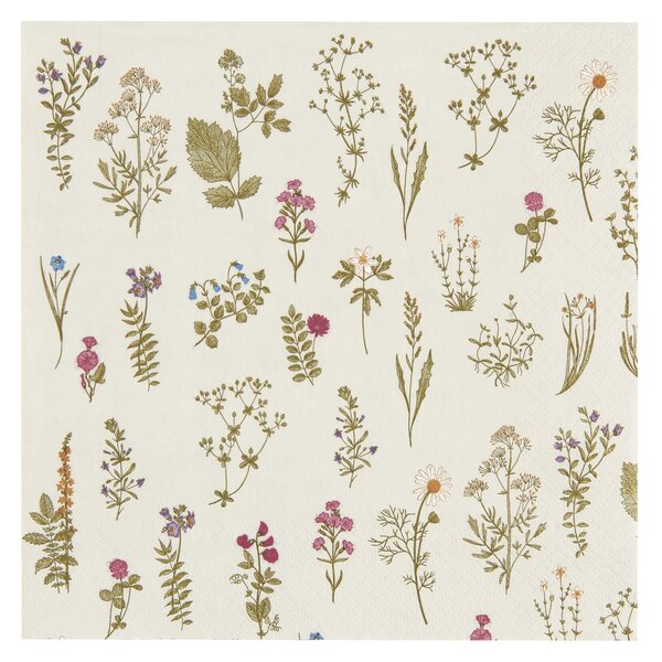 Ib Laursen Flora-servetit, 50 kpl/pkt, 40 x 40 cm, hiekka/vihreä