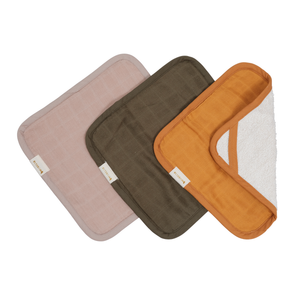 Fabelab Pesulaput 22 x 22 cm 3 kpl/pkt, beige/oliivi/okra