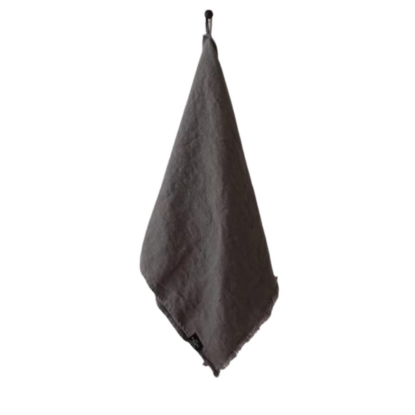 Heaven Linen Käsi/keittiöpyyhe hapsuilla 45 x 90 cm, muta