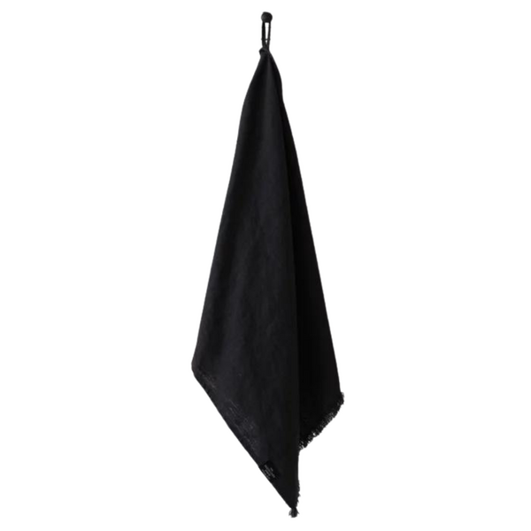 Heaven Linen Käsi/keittiöpyyhe hapsuilla 45 x 90 cm, grafiitinharmaa