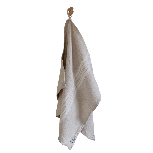 Heaven Linen Käsi/keittiöpyyhe raita 44 x 65 cm, pellava/luonnonvalkoinen