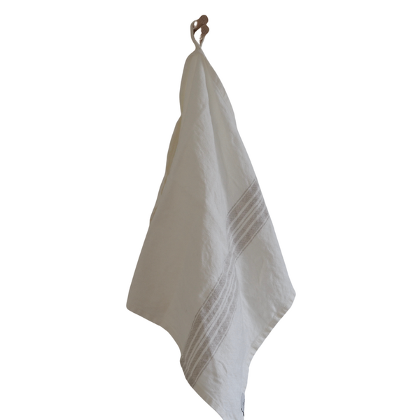 Heaven Linen Käsi/keittiöpyyhe raita 44 x 65 cm, luonnonvalkoinen/pellava
