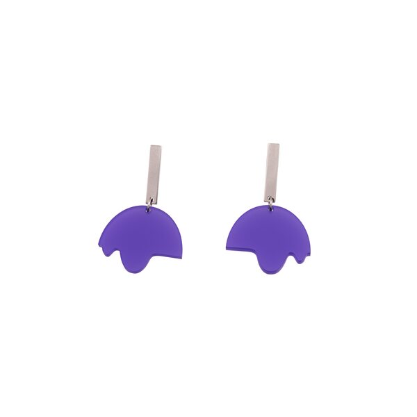 Littlebit Design Lahti roikkuvat nappikorvakorut 55 mm, violetti/teräs