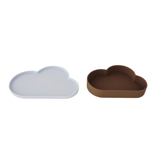 OYOY Chloe cloud lautanen ja kulho, ice blue/choko