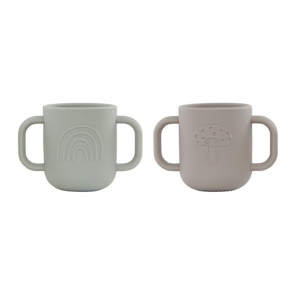 OYOY Kappu kupit kahvoilla 2 kpl/pkt, clay/pale mint