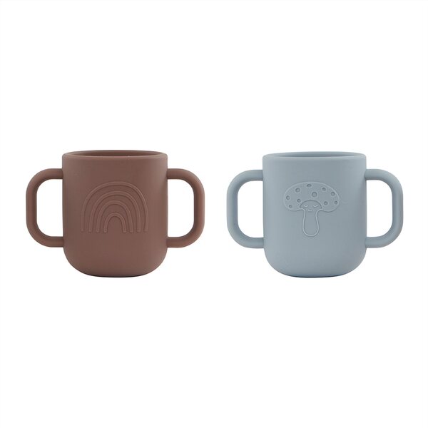 OYOY Kappu Cup - pack of 2, dusty blue/choko
