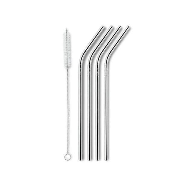 Aya&Ida Taivutettu teräspilli 6 mm 4 kpl/pkt + harja, silver