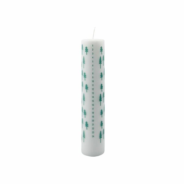House Doctor calendar candle Shine 30 cm, white/green