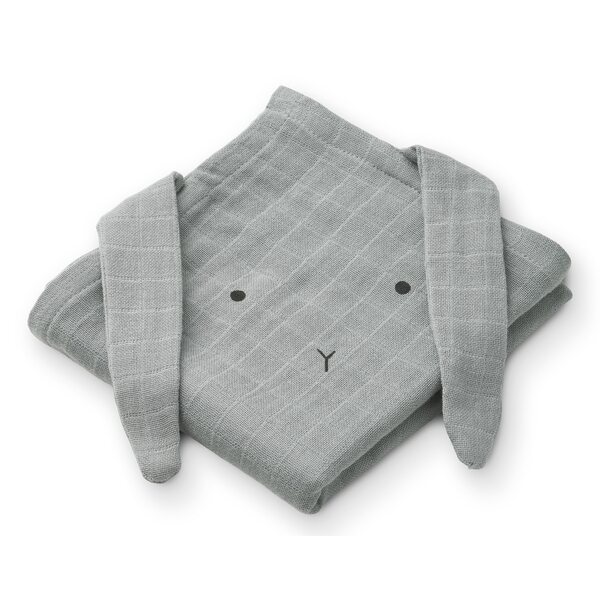 Liewood Hannah muslin cloth 2 pack, Rabbit blue fog