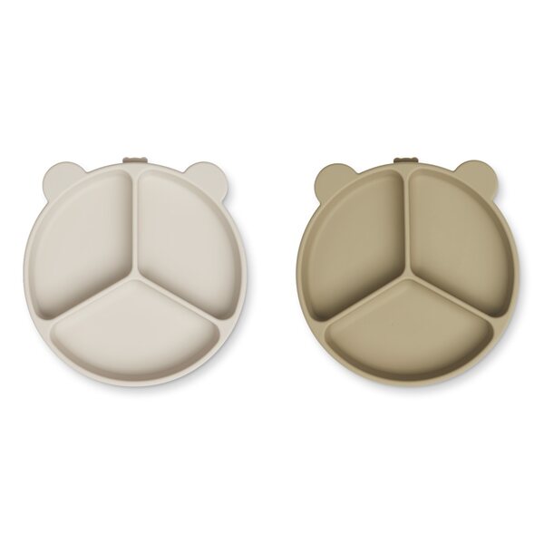 Liewood Stacy divider suction plate 2-pack, sandy/oat mix