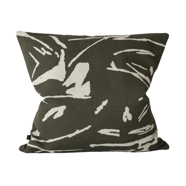 Fine Little Day The Light cushion cover 48 x 48 cm, dark olive/nature
