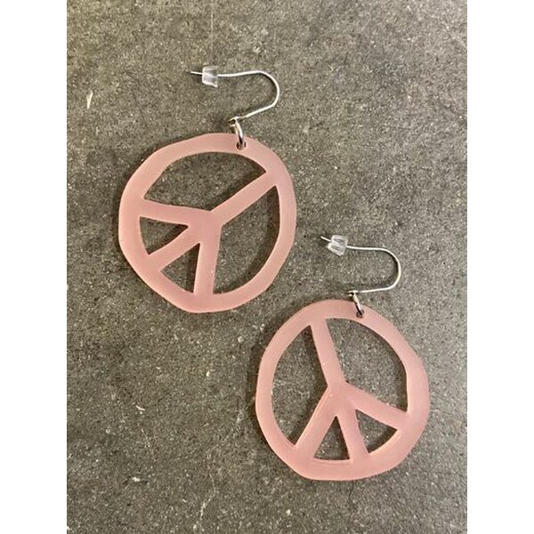 Littlebit Design roikkuvat More Peace -koukkukorvakorut 58 mm, roosa