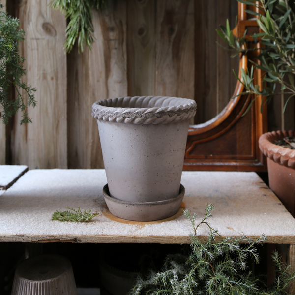 Bergs Potter Emilia pot raw terracotta grey, CHOOSE SIZE