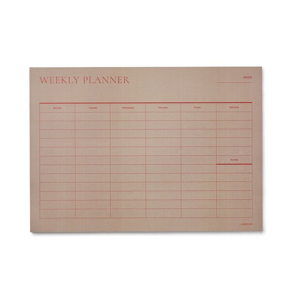Liewood Kirby weekly planner A4, Pale tuscany / Apple red MALLIKAPPALE