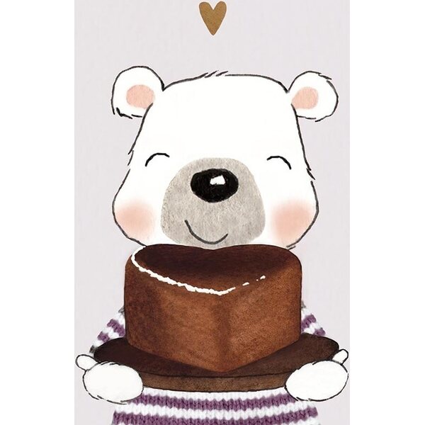 Henna Adel Teddy bear with a cake postcard